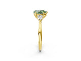 Yellow gold Fancy Green Pear Cut Diamond Three-Stone Ring with Pear Side Stones and Four-Prong Setting_84