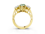 Yellow gold Fancy Green Pear Cut Diamond Three-Stone Ring with Prong Setting and Textured Band_27