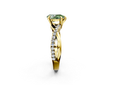 Yellow gold Fancy Green Pear  Cut Diamond Twist Band Solitaire with Prong Setting_26