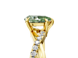 Yellow gold Fancy Green Pear  Cut Diamond Twist Band Solitaire with Prong Setting_29