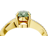 Yellow gold Fancy Green Pear  Cut Diamond Twisted Band Engagement Ring with Prong Setting_7