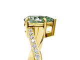 Yellow gold Fancy Green Pear  Cut Diamond Twisted Band Engagement Ring with Prong Setting_8