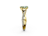 Yellow gold Fancy Green Pear  Cut Diamond Twisted Band with Pavé Setting and Four-Prong Setting_22
