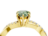Yellow gold Fancy Green Pear  Cut Diamond Twisted Band with Pavé Setting and Four-Prong Setting_24