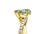 Yellow gold Fancy Green Pear  Cut Diamond Twisted Band with Pavé Setting and Four-Prong Setting_25