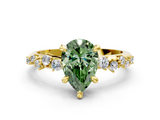 Yellow gold Fancy Green Pear  Cut Diamond Vine Band with Four-Prong Setting_40