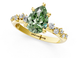 Yellow gold Fancy Green Pear  Cut Diamond Vine Band with Four-Prong Setting_41