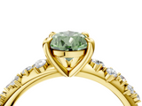 Yellow gold Fancy Green Pear  Cut Diamond Vine Band with Four-Prong Setting_44