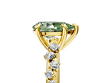 Yellow gold Fancy Green Pear  Cut Diamond Vine Band with Four-Prong Setting_45
