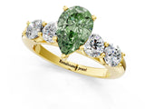 Yellow gold Fancy Green Pear  Cut Five-Stone Prong Set Diamond Ring with Classic Band_33