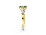 Yellow gold Fancy Green Pear  Cut Five-Stone Prong Set Diamond Ring with Classic Band_34