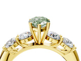 Yellow gold Fancy Green Pear  Cut Five-Stone Prong Set Diamond Ring with Classic Band_36
