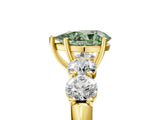 Yellow gold Fancy Green Pear  Cut Five-Stone Prong Set Diamond Ring with Classic Band_37