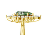 Yellow gold Fancy Green Pear Cut Halo Diamond Cluster Ring with Marquise and Round Stones on a White Gold Band with Prong Setting_5