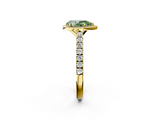 Yellow gold Fancy Green Pear  Cut Halo Diamond Engagement Ring with Pave Band and Four-Prong Setting_30