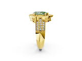 Yellow gold Fancy Green Pear Cut Halo Diamond Engagement Ring with Pave Split Shank and Four-Prong Setting_14
