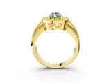 Yellow gold Fancy Green Pear Cut Halo Diamond Engagement Ring with Pave Split Shank and Four-Prong Setting_15
