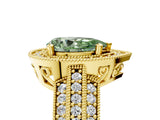 Yellow gold Fancy Green Pear Cut Halo Diamond Engagement Ring with Pave Split Shank and Four-Prong Setting_17
