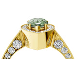 Yellow gold Fancy Green Pear Cut Halo Diamond Engagement Ring with Split Shank Band and Four-Prong Setting_4