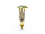 Yellow gold Fancy Green Pear  Cut Halo Diamond Engagement Ring with Split Shank and Four-Prong Setting_21