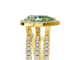 Yellow gold Fancy Green Pear  Cut Halo Diamond Engagement Ring with Split Shank and Four-Prong Setting_24
