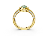Yellow gold Fancy Green Pear  Cut Halo Diamond Pave Band Ring with Four-Prong Setting_47