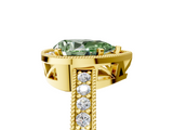 Yellow gold Fancy Green Pear  Cut Halo Diamond Pave Band Ring with Four-Prong Setting_49