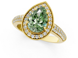 Yellow gold Fancy Green Pear  Cut Halo Diamond Pave Band with Four-Prong Setting_39