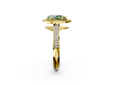 Yellow gold Fancy Green Pear  Cut Halo Diamond Pave Band with Four-Prong Setting_40