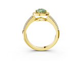 Yellow gold Fancy Green Pear  Cut Halo Diamond Pave Band with Four-Prong Setting_41
