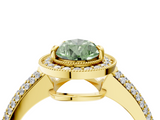 Yellow gold Fancy Green Pear  Cut Halo Diamond Pave Band with Four-Prong Setting_42