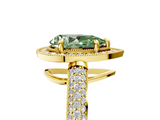Yellow gold Fancy Green Pear  Cut Halo Diamond Pave Band with Four-Prong Setting_43
