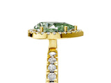 Yellow gold Fancy Green Pear Cut Halo Diamond Pave Band with Prong Setting_5