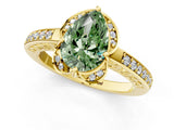 Yellow gold Fancy Green Pear  Cut Halo Diamond Ring with Channel Set Band and Four-Prong Setting_68