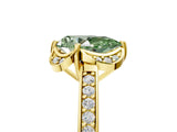 Yellow gold Fancy Green Pear  Cut Halo Diamond Ring with Channel Set Band and Four-Prong Setting_72