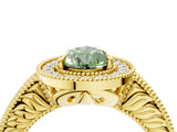 Yellow gold Fancy Green Pear  Cut Halo Diamond Ring with Pavé Band and Four-Prong Setting_72