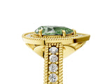 Yellow gold Fancy Green Pear  Cut Halo Diamond Ring with Pavé Band and Four-Prong Setting_73