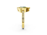 Yellow gold Fancy Green Pear  Cut Halo Diamond Ring with Pavé Band and Milgrain Prong Setting_33