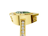 Yellow gold Fancy Green Pear  Cut Halo Diamond Ring with Pavé Band and Milgrain Prong Setting_36