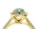 Yellow gold Fancy Green Pear Cut Halo Diamond Ring with Pavé Band_4