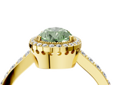 Yellow gold Fancy Green Pear  Cut Halo Diamond Ring with Pave Band and Four-Prong Setting_28