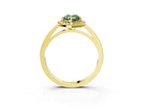 Yellow gold Fancy Green Pear Cut Halo Diamond Ring with Solitaire Band and Prong Setting_3