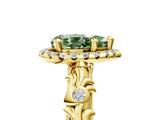 Yellow gold Fancy Green Pear Cut Halo Diamond Solitaire with Filigree Band and Four-Prong Setting_5