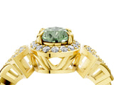 Yellow gold Fancy Green Pear Cut Halo Diamond Split Shank Engagement Ring with Four-Prong Setting_10