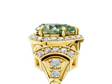 Yellow gold Fancy Green Pear Cut Halo Diamond Split Shank Engagement Ring with Four-Prong Setting_11