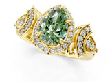 Yellow gold Fancy Green Pear Cut Halo Diamond Split Shank Engagement Ring with Four-Prong Setting_13
