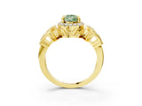 Yellow gold Fancy Green Pear Cut Halo Diamond Split Shank Engagement Ring with Four-Prong Setting_15