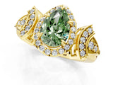 Yellow gold Fancy Green Pear Cut Halo Diamond Split Shank Engagement Ring with Four-Prong Setting_7