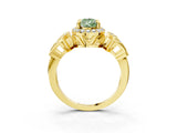 Yellow gold Fancy Green Pear Cut Halo Diamond Split Shank Engagement Ring with Four-Prong Setting_9