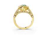 Yellow gold Fancy Green Pear Cut Halo Diamond Split Shank Pave Ring_3